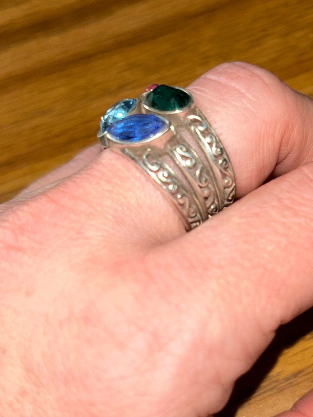 Brighton Elora Gems Vitrail Silver Plated Multicolor Ring Jewelry Sz 9 - Picture 3 of 6